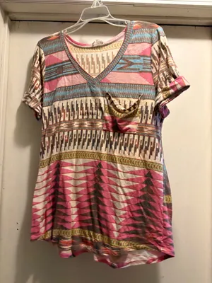 Lovely Melody multicolored Aztec print short sleeved t-shirt, XL thumbnail 1
