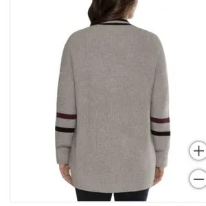Matty M Gray Cardigan with Black and Burgundy Stripes thumbnail 4