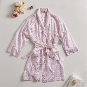 LoveShackFancy Floral Trellis Silky Robe Pink Sash Belt Pockets Small Medium NEW thumbnail 2