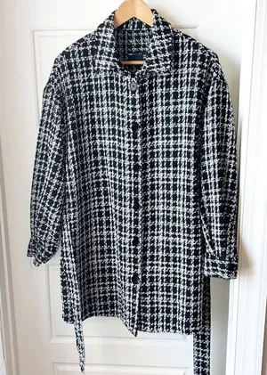 ASOS Oversize Tweed Button Down Coat Size 6 thumbnail 1