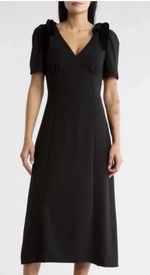 ASTR The Label Celia Puff-Sleeve V-Neck Midi Dress ADR102919-003 Women's XS NWT thumbnail 1