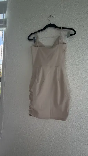 NWT PrettyLittleThing Stone Stretch Woven Pleated Tie Bust Bodycon Dress - Size US 2 thumbnail 9