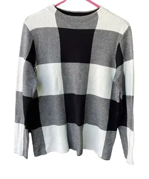 J. Jill size M Colton mock turtleneck big checked sweater. thumbnail 1
