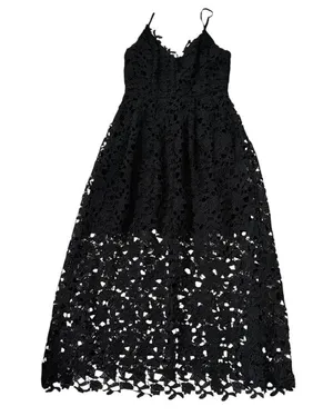 ASTR The Label Black Lined Embroidered A-Line Midi Dress Women Sz Small | 45-15 thumbnail 4