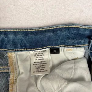 Flying Monkey Distressed Straight Leg Jeans Women's 30 High Rise Raw Hem euc thumbnail 9