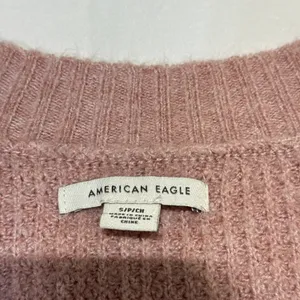 American Eagle Women's Small Dusty Rose V Neck Waffle Knit Sweater thumbnail 4