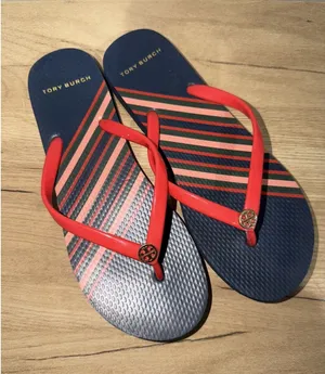 Tory Burch Navy And Red Thin Flip Flops Sandals 1 thumbnail 1