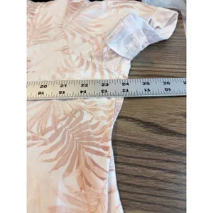 Faherty Linen Blend‎ Palm Print Pintuck Henley Shift Dress Peach Cream XXL thumbnail 10