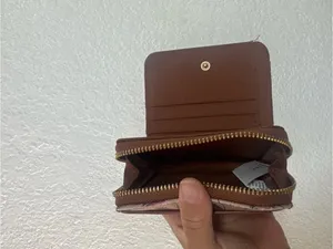 Floral Zip Card Wallet in Tan and Brown thumbnail 6