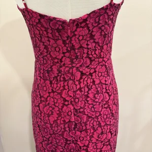 NBD Brielle Lace Midi Dress Raspberry Magenta Pink V-Neck Revolve Cocktail Small thumbnail 8