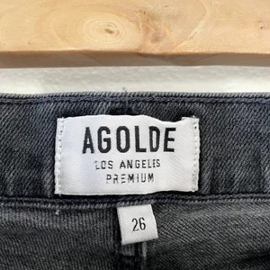 Agolde Jeans Womens 26 Washed Black High Rise Stretch Stretchy Button Fly thumbnail 3