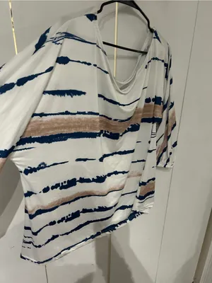 White Tie-Dye Stripe Set with Navy & Tan size 2X thumbnail 8