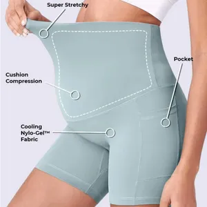 **NWOT** Lahloya ComfortCloud Maternity Biker Shorts in Sky Blue thumbnail 2