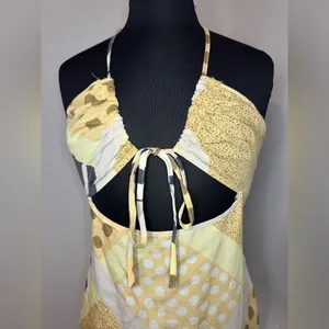 Zebra Patternblock Halter Yellow Midi Dress NWT thumbnail 4