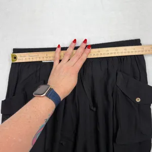 Tarse M Cargo Baggy Pants Parachute Black Linen Blend Wide Leg Boho Gorpcore New thumbnail 10