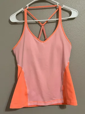 Lululemon Surya Pink Orange Strappy Back Athletic Yoga Tank Top Women’s Size 10 thumbnail 3