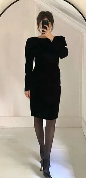 Moda Int’l Vintage 80s Velvet Backless Dress Black Size 4 thumbnail 3