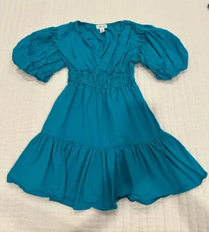 NWOT Japna Teal Poplin Mini Dress Size M thumbnail 1