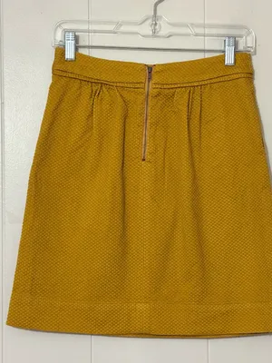 Boden Textured A-Line Skirt Mustard Yellow Size 2R Cotton Blend Pockets thumbnail 3