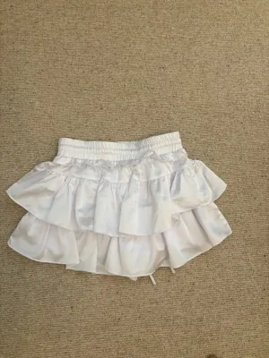 Ruffled White Silk Mini Skirt thumbnail 2