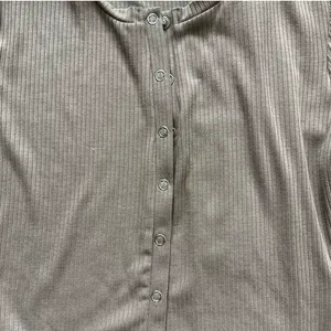 Privacy Please Bodysuit Tan Ribbed Long Sleeve Snap Front Top thumbnail 4