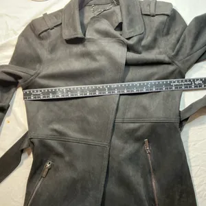 T Tahari Black Faux Leather Belted Trench Coat XS thumbnail 8