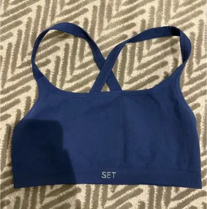 SET Active Navy Blue Seamless Crossback Sports Bra thumbnail 1