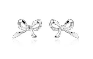 Boutique Silver Bow Stud Earrings thumbnail 3