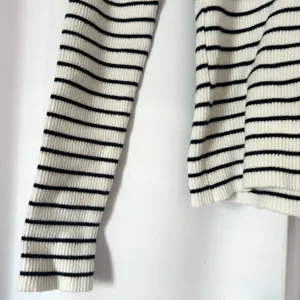 White & Black Striped Mock Neck Sweater thumbnail 3