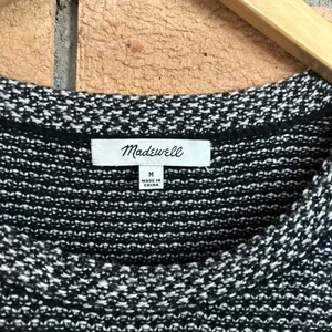 Madewell Riverside Pullover Crew Sweater in Dotweave Black & White Size Medium thumbnail 3