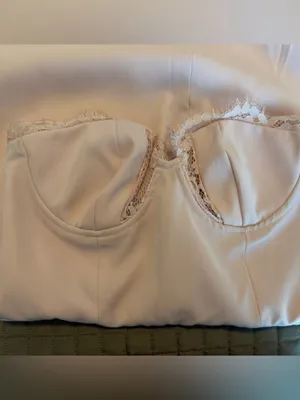 NBD Revolve Pink Satin Lace Bustier Strapless Homecoming Dress M Asymmetrical thumbnail 4