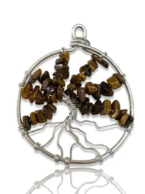 Artisan Tiger’s Eye Tree of Life Wire Wrapped Pendant thumbnail 1
