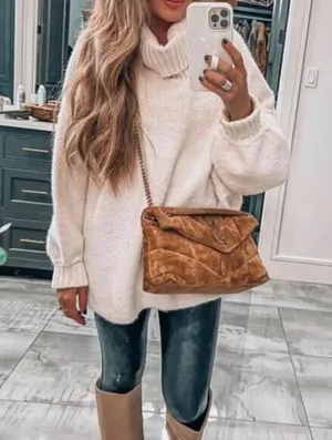 FREE PEOPLE Milo Tunic Sweater in Evening Cream Size X-Small thumbnail 3