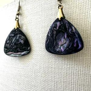 Abalone silver tone drop earrings thumbnail 6