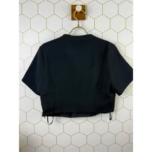 Pepper Mayo Black Short Sleeve Front Cutout Cropped Top - Size - 10 - NWT thumbnail 2