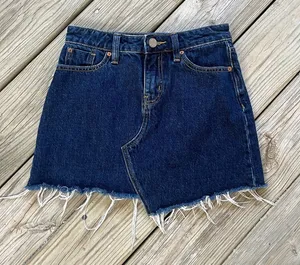 BDG Women's Dark Wash Raw Hem Denim Mini Skirt Size XS thumbnail 1