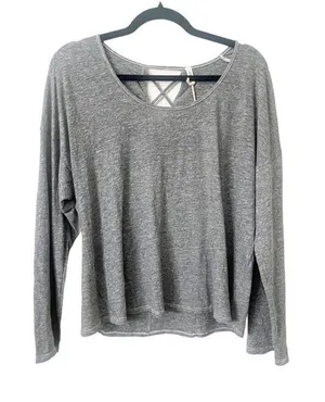 Lanston Revolve Gray Cutout Back Long Sleeve‎ Shirt thumbnail 1
