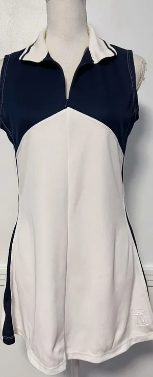 K Swiss • White Navy Quarter Zip Tennis Dress thumbnail 1