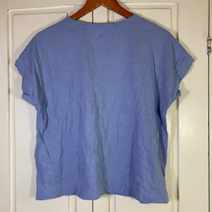 Lands End Womens Light Blue Slub Cotton Cuffed Short Sleeve Crewneck Tee S 6-8 thumbnail 8