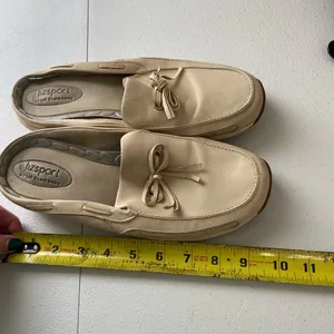 Lizsport women’s tan leather boat slip‎ on mules loafers shoes size 7 thumbnail 8