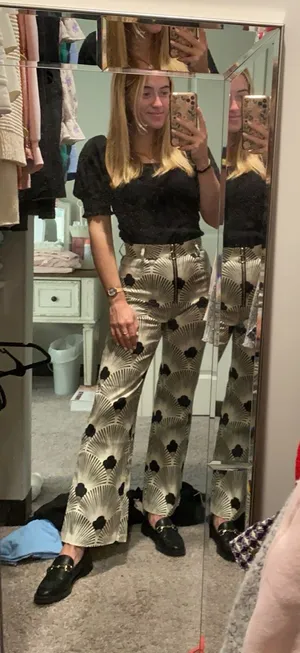 Free People Black and White Patterned Pants thumbnail 2