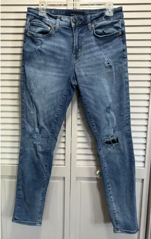 Aeropostale Light‎ Super Skinny Mid Rise Distressed Denim Jeans Size 30x30 thumbnail 1