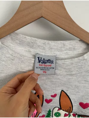 90s Vintage XL Christmas Holiday Sweatshirt Bunnies Coco Love Grey Crew Neck thumbnail 3