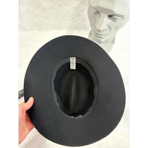 Old Navy Black 100% Wool Fedora Wide Brim Hat with Ribbon Bow S-M‎ thumbnail 8