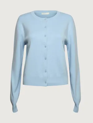 Oak + Fort Button Up Cardigan in Blue Mist 100% Cotton thumbnail 1