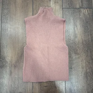 Zara HIGH NECK BASIC RIBBED KNIT SLEEVELESS TOP Tan Women's Sz Small Minimalist thumbnail 2