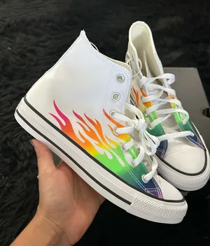 CONVERSE Chuck Taylor all star hi top rainbow flames shoes sneakers women’s 8 new thumbnail 1