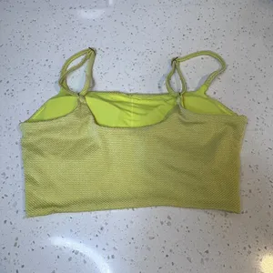 Aerie Real Good Neon Lime Green Honeycomb Textured Twist Front Bikini Top Medium thumbnail 2