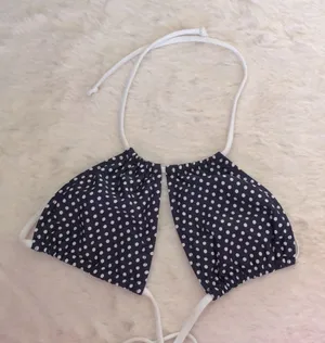 Polka Dot Swimsuit Top Blue thumbnail 1