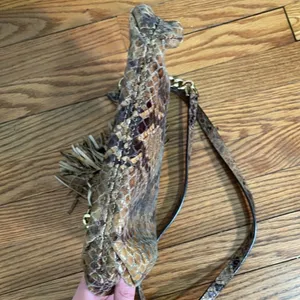 Michael Kors Snakeskin Embossed Leather Crossbody Bag Brown Gold Chain Tassel‎ thumbnail 12